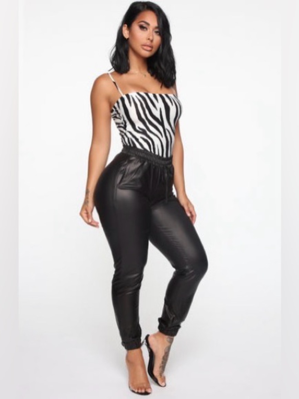 NWOT Fashion Nova Black Faux Leather Jogger Pants